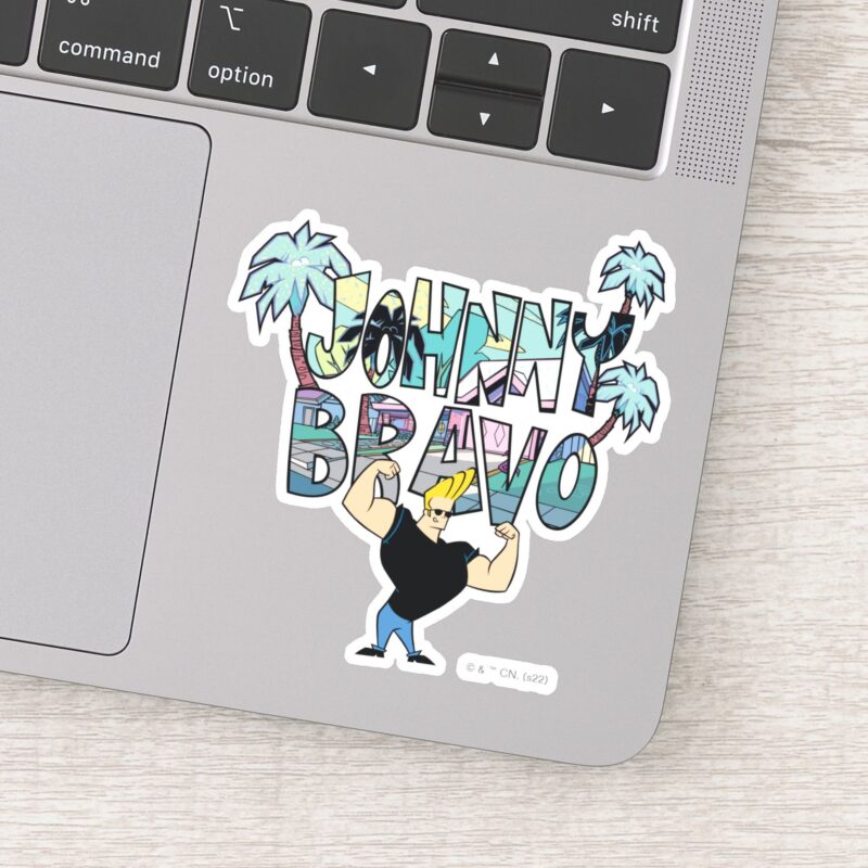Johnny Bravo Palm Tree Name Sticker
