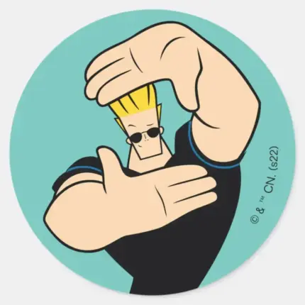 Johnny Bravo Picture Frame Pose Classic Round Sticker
