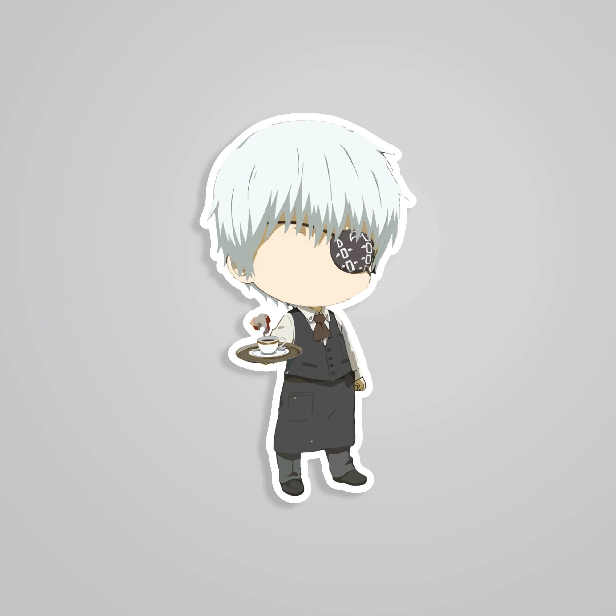 Kankei Ken White Hair Chibi Anime Stickers