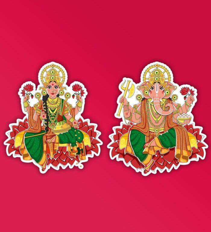 Lakshmi Ganesh Set Of 2   Diwali Sticker
