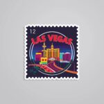 Las Vegas Neon Skyline Post Stamp Travels Stickers