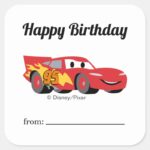 Lightning McQueen A Gift From Birthday Square Sticker