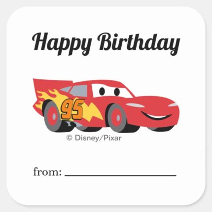 Lightning McQueen A Gift From Birthday Square Sticker