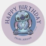 Lilo Stich Stitch Sketch Happy Birthday Classic Round Sticker