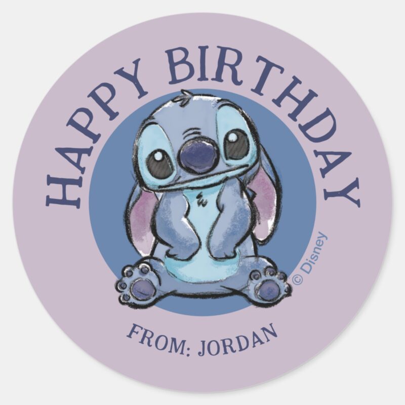 Lilo Stich Stitch Sketch Happy Birthday Classic Round Sticker