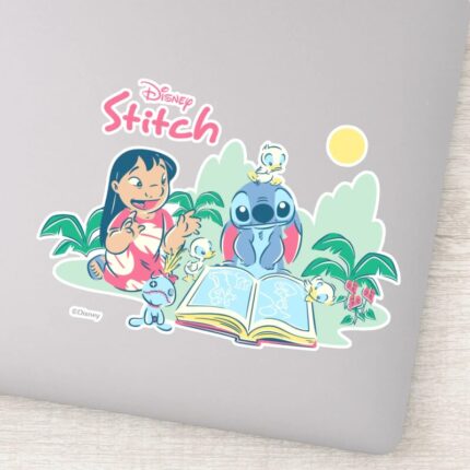 Lilo Stitch Reading The Ugly Duckling Sticker