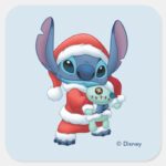 Lilo Stitch Santa Claus Stitch Square Sticker