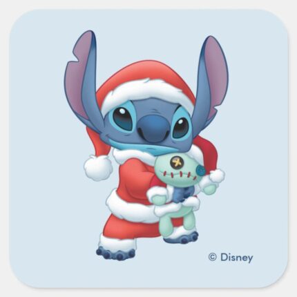 Lilo Stitch Santa Claus Stitch Square Sticker