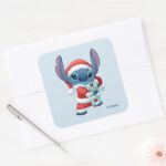 Lilo Stitch Santa Claus Stitch Square Sticker