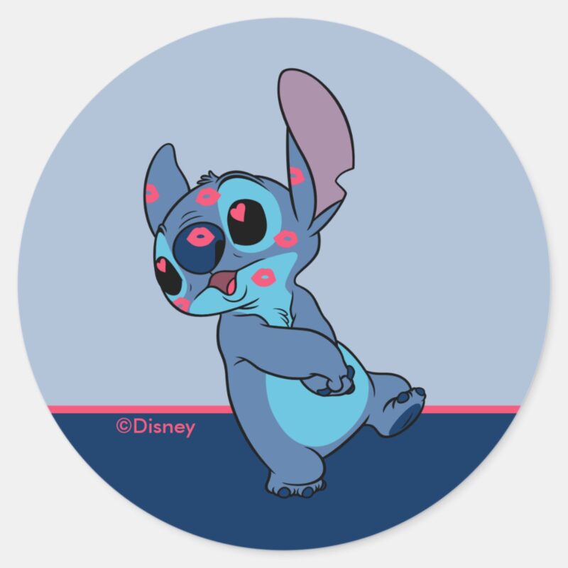 Lilo Stitch Stitch Valentine Kisses Classic Round Sticker