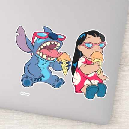 Lilo Stitchs Lilo And Stitch Eating Ice Cream Sticker