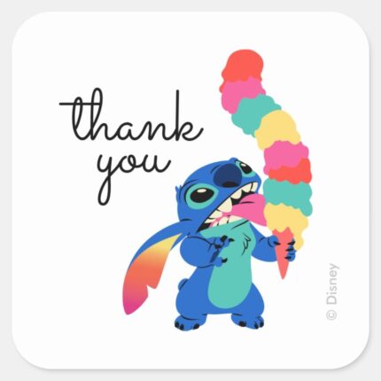 Lilo And Stitch Ice Cream Birthday Thank You Square Sticker