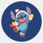 Lilo And Stitch Happy Holidays Dance Classic Round Sticker