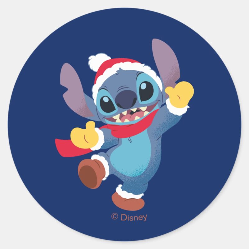 Lilo And Stitch Happy Holidays Dance Classic Round Sticker