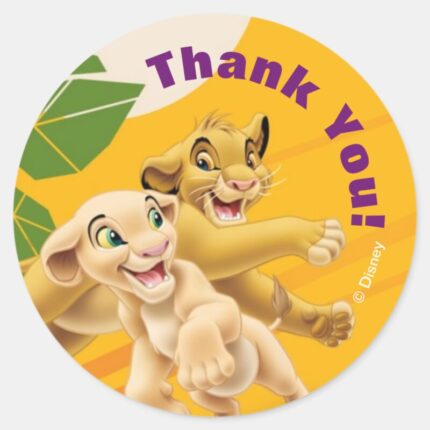 Lion King Thank You Classic Round Sticker