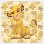 Lion King Simba On Triangle Pattern Square Sticker