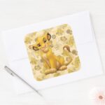 Lion King Simba On Triangle Pattern Square Sticker