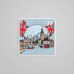 London Big Ben And Skyline Post Stamp Travels Stickers