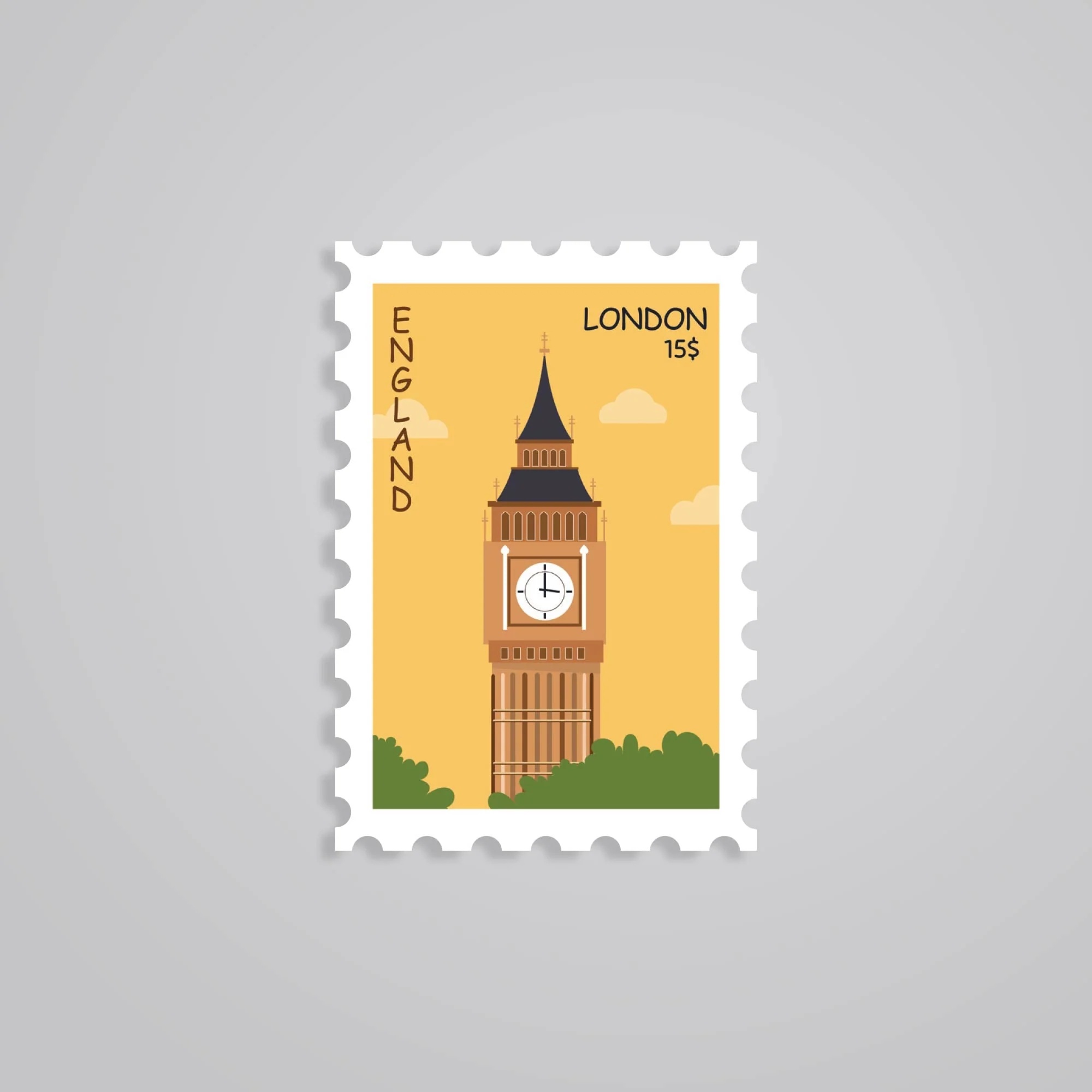 London England Post Stamp Travels Stickers
