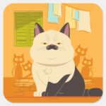 Luca Machiavelli Cat Illustration Square Sticker