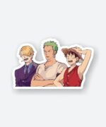 Luffy Zoro Sanji Kick Cut Punch Sticker