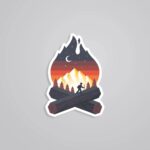 Man Silhouette In Campfire Travels Stickers