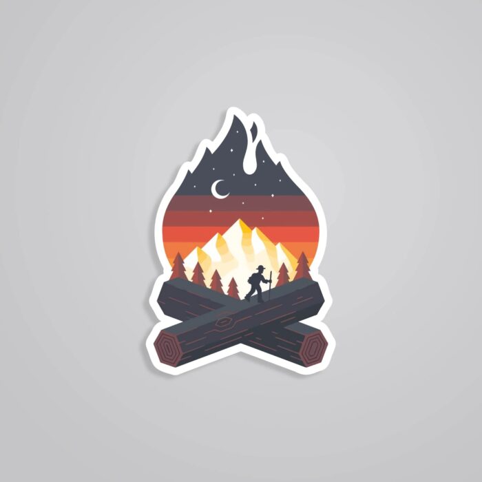 Man Silhouette In Campfire Travels Stickers
