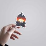 Man Silhouette In Campfire Travels Stickers