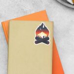 Man Silhouette In Campfire Travels Stickers