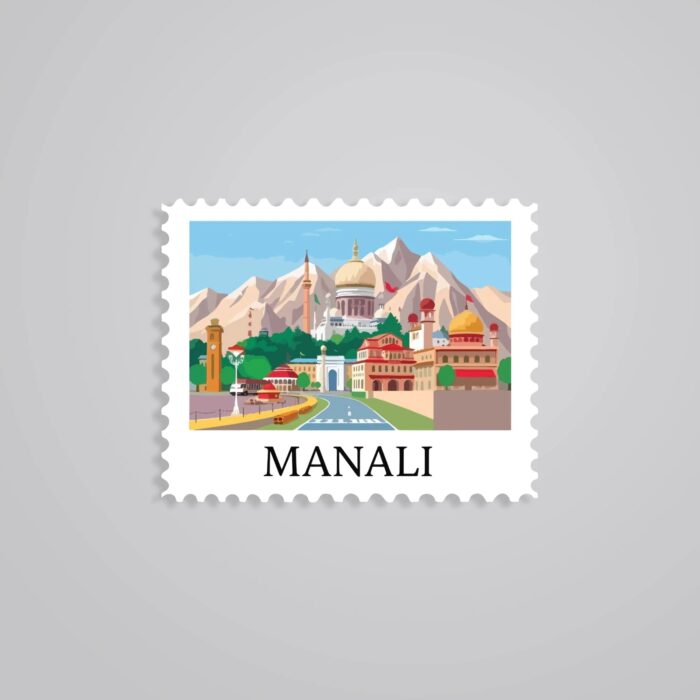 Manali Mountain City Post Stamp Travels Stickers