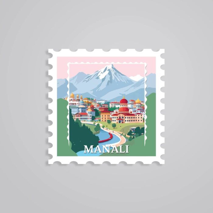 Manali Mountain Village Post Stamp Travels Stickers
