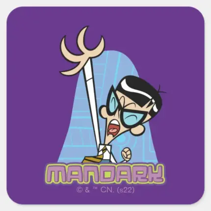 Mandark Character Name Graphic Square Sticker