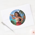 Moana Born To Voyage Classic Round Sticker