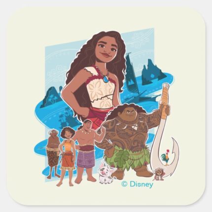 Moana Crew Sail Beyond The Horizon Square Sticker