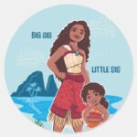 Moana Simea Big Sis Little Sis Classic Round Sticker