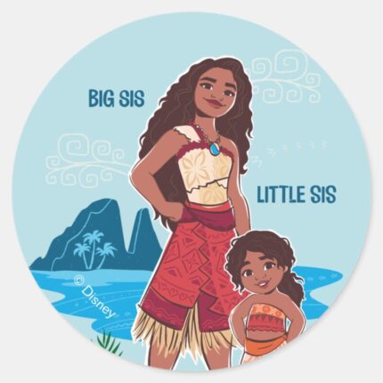 Moana Simea Big Sis Little Sis Classic Round Sticker