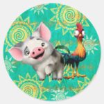 Moana First Mate Top Rooster Classic Round Sticker