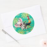 Moana First Mate Top Rooster Classic Round Sticker