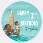 Moana Oceanic Birthday Classic Round Sticker