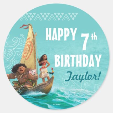 Moana Oceanic Birthday Classic Round Sticker