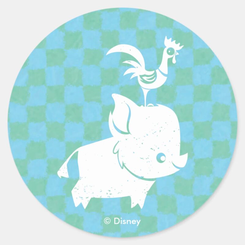 Moana Pua Heihei Silhouette Classic Round Sticker