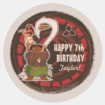 Moana Tribal Birthday Classic Round Sticker