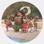 Moana And Crew Classic Round Sticker