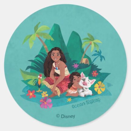 Moana And Simea Ocean Sisters Classic Round Sticker