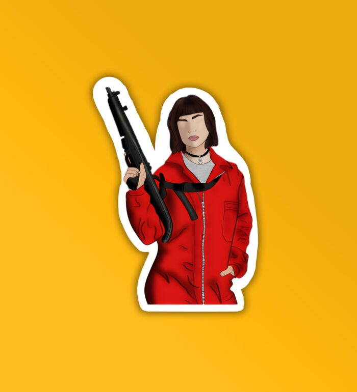Money Heist Gun Laptop   Mobile Sticker