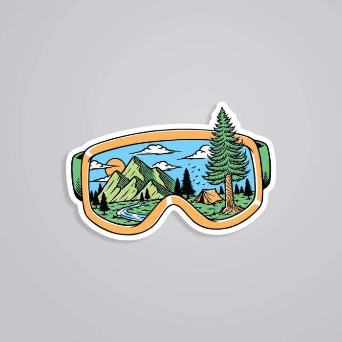 Mountain View In Goggles Travels Stickers