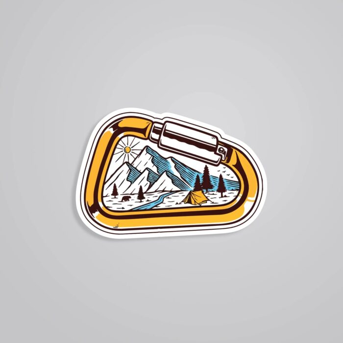 Mountains In Carabiner Travels Stickers