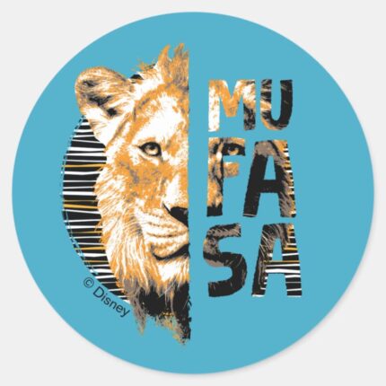 Mufasa Typography Classic Round Sticker