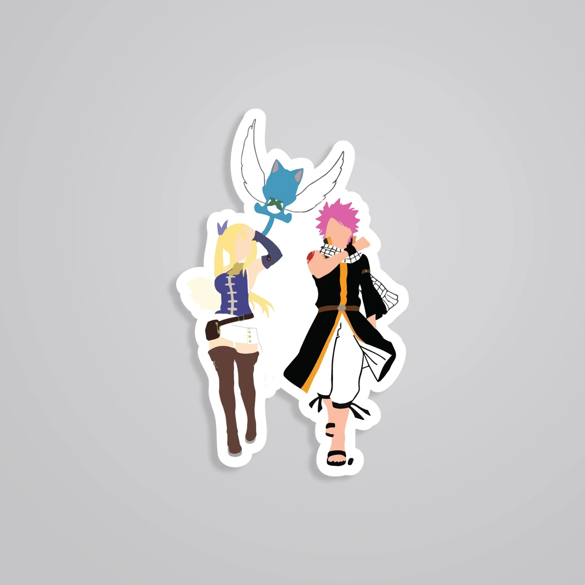 Natsu Lucy Happy Minimalist Anime Stickers