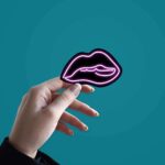 Neon Pink Kiss Sticker